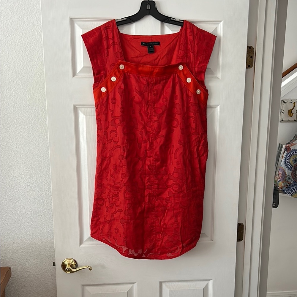 Marc By Marc Jacobs Red Sleeveless Dress Boxy Embellished